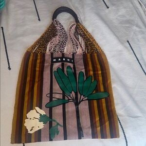 Marni Striped hammock tote bag